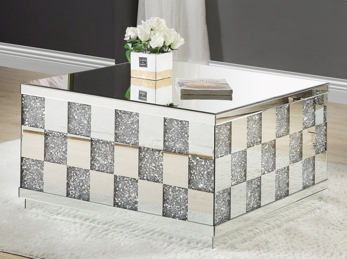 Marseille Mirrored Coffee Table With Crystal Accents