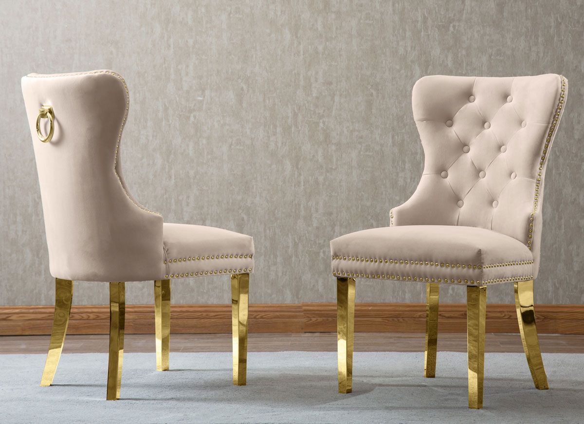 Marshall Beige Velvet Chair Gold Frame