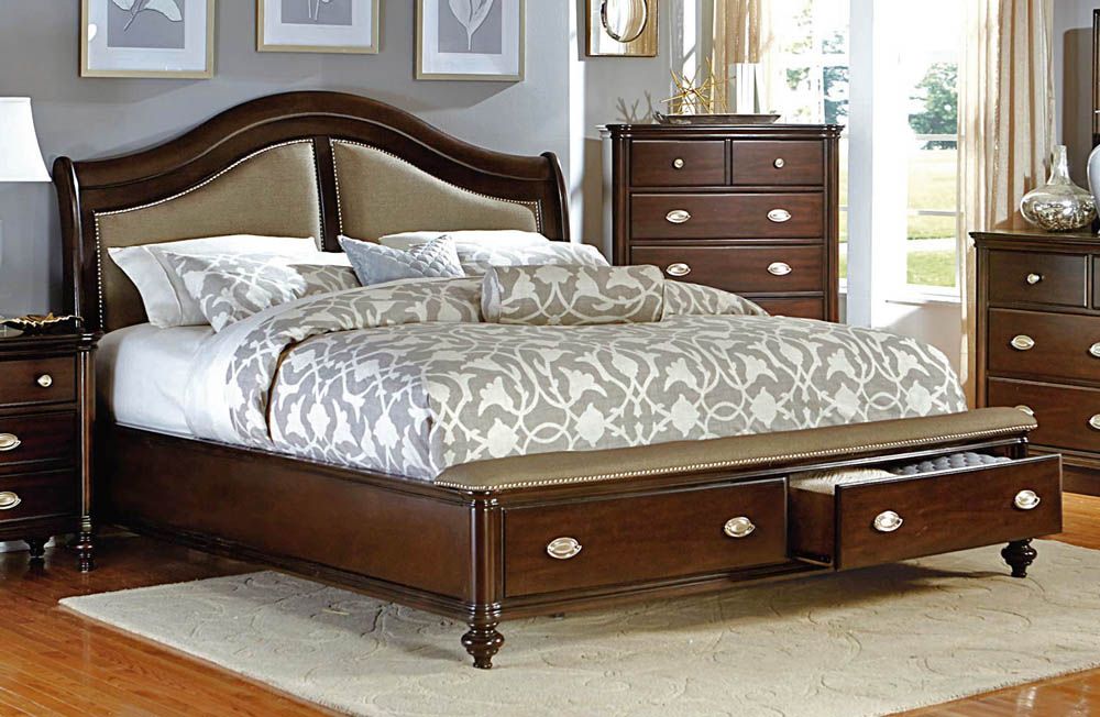 Bed With Drawers and Bench Footboard