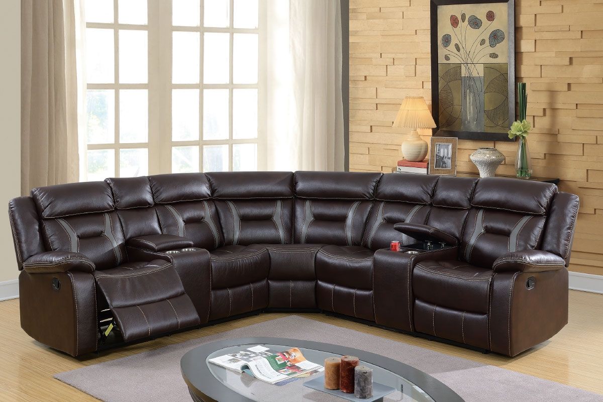 Martin Brown Leather Recliner Sectional