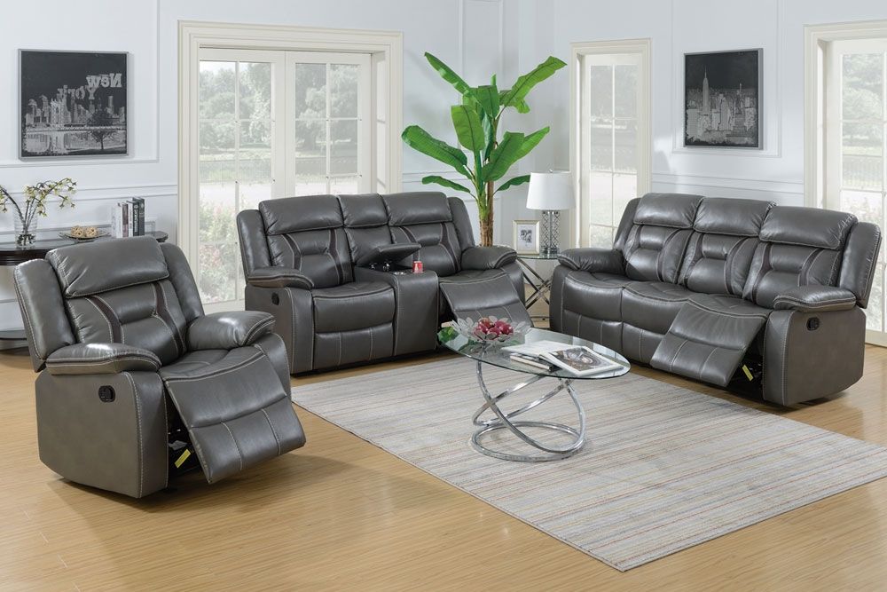 Martin Grey Leather Recliner Sofa