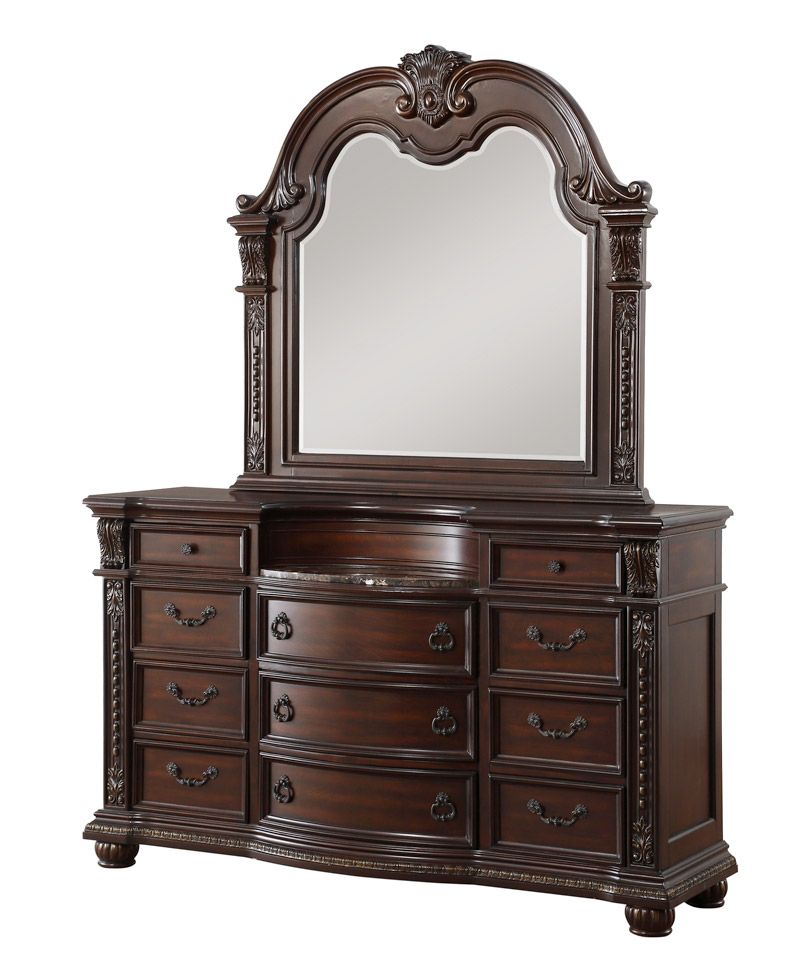 Marylan Victorian Style Dresser With Mirror