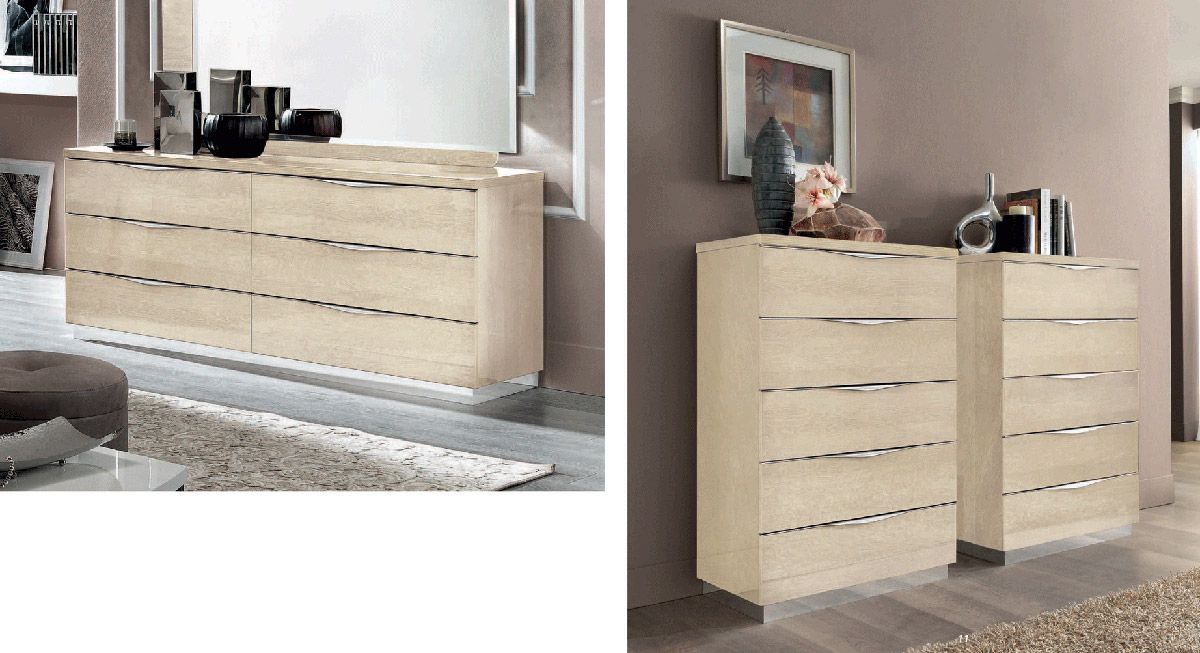 Matrix Beige Lacquer Double Dresser and Chest