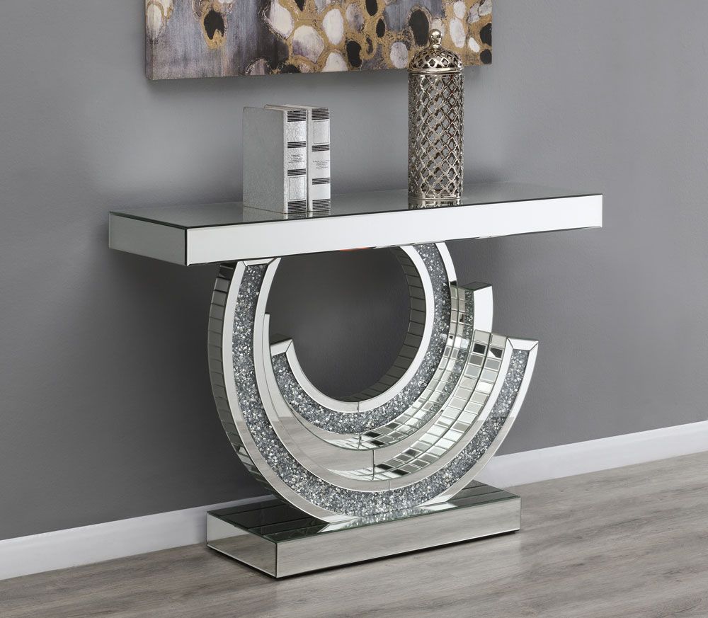 Mattis Mirrored Console With Crystals