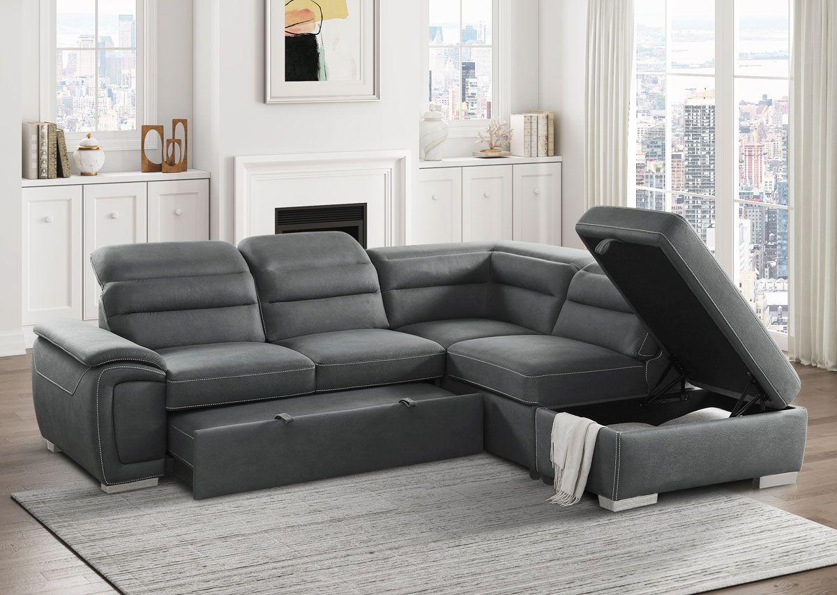 Maura Grey Sectional Storage