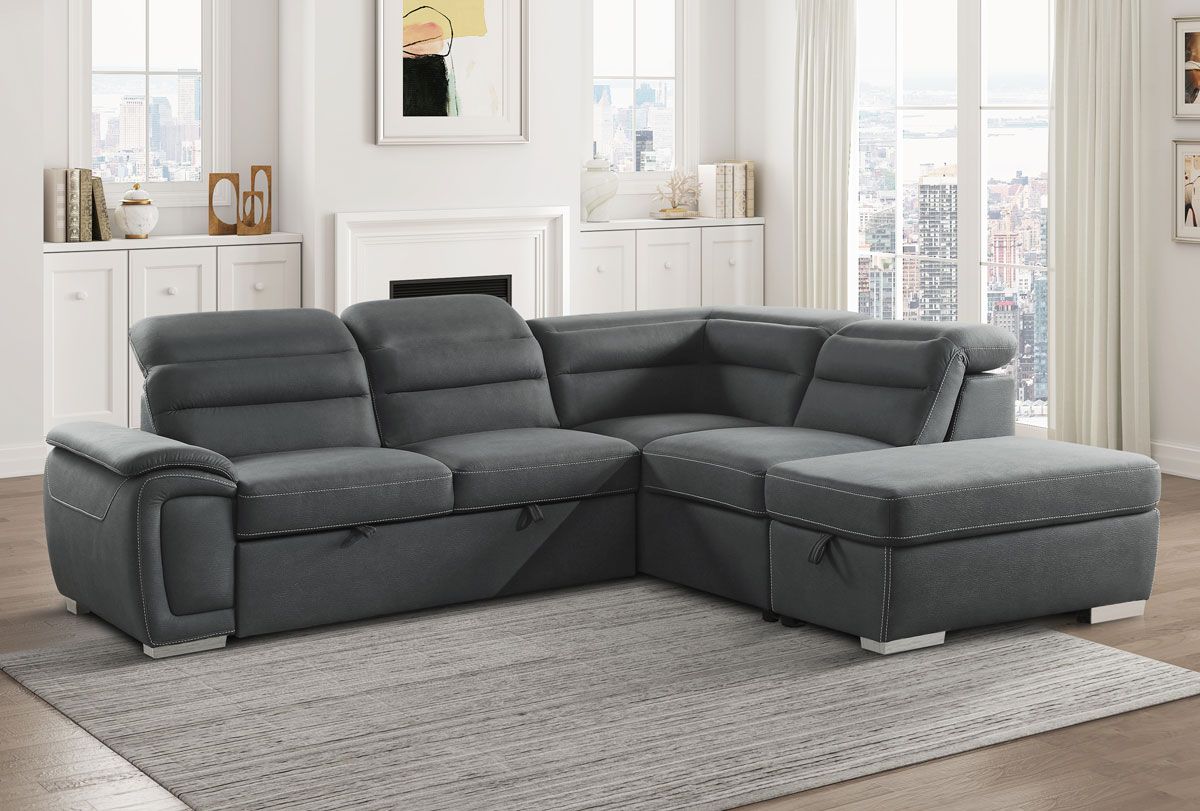 Maura Grey Sectional Sleeper With Storage