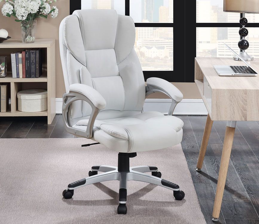 Max White Leather Modern Office Chair