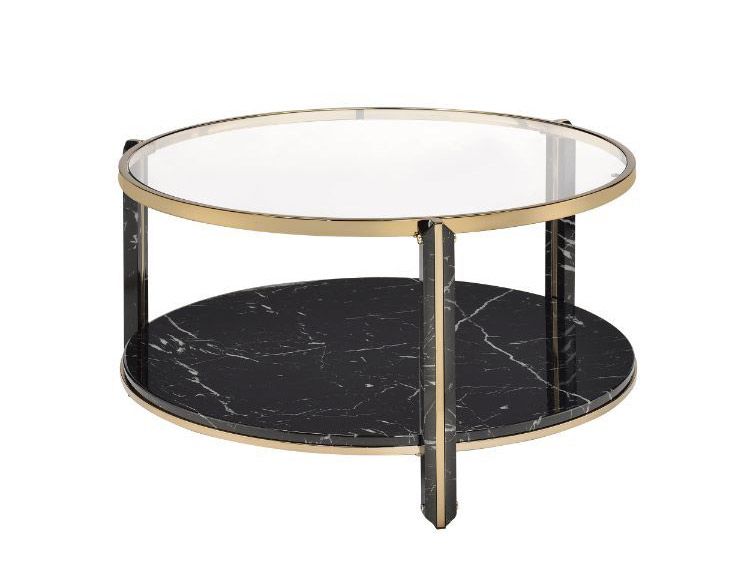 Maxine Black Faux Marble Round Coffee Table