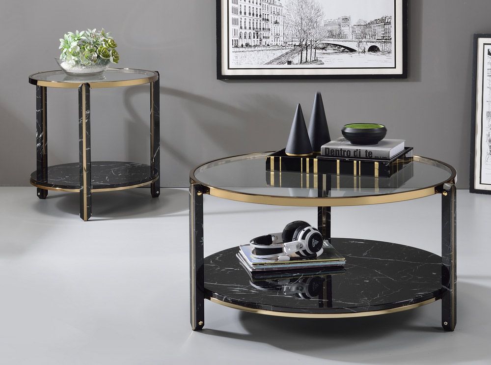Maxine Black Faux Marble Coffee Table