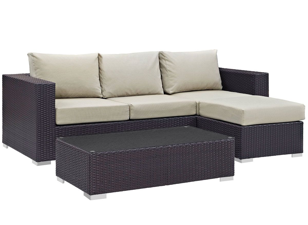 Mazie Beige Patio Compact Sectional Set