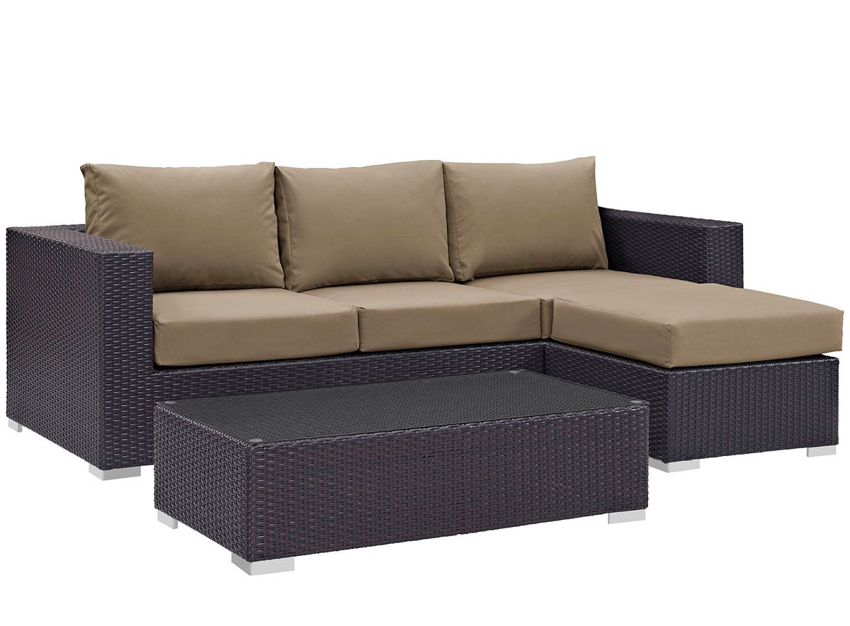 Mazie Mocha Patio Compact Sectional Set