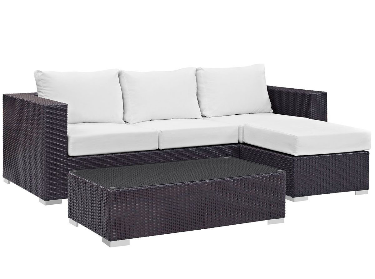 Mazie White Patio Compact Sectional Set