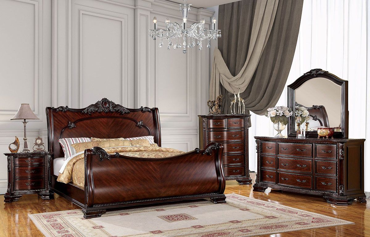 Melina Traditional Style Sleigh Bed