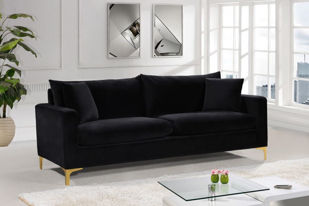 Melinda Black Velvet Sofa
