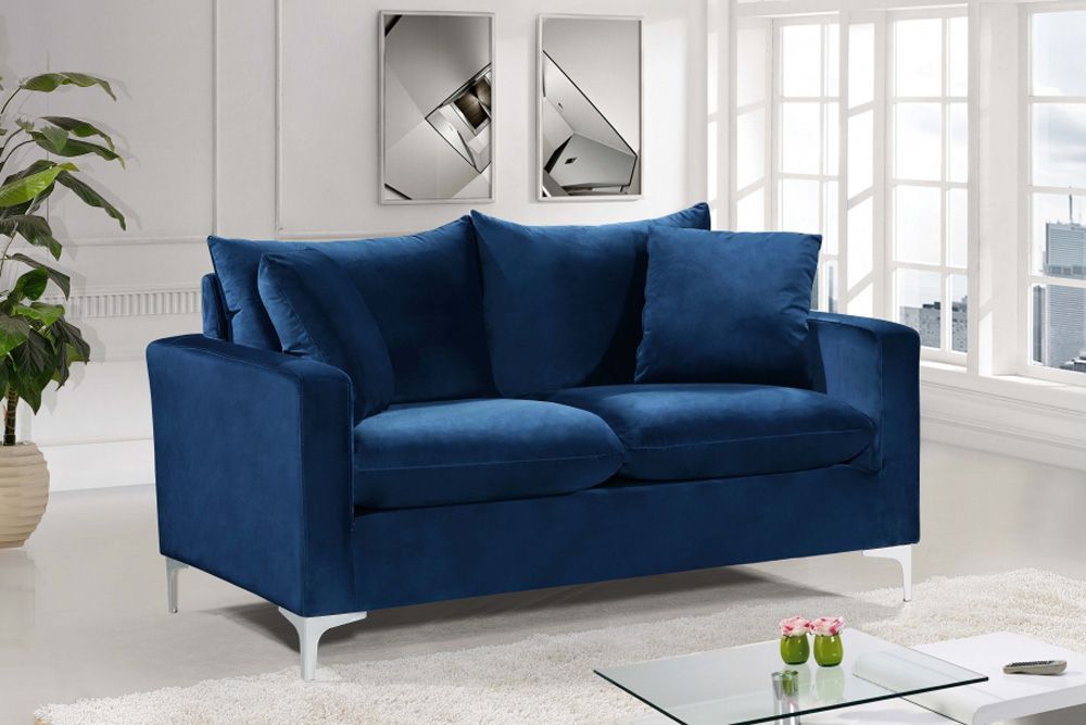 Melinda Navy Blue Velvet Love Seat