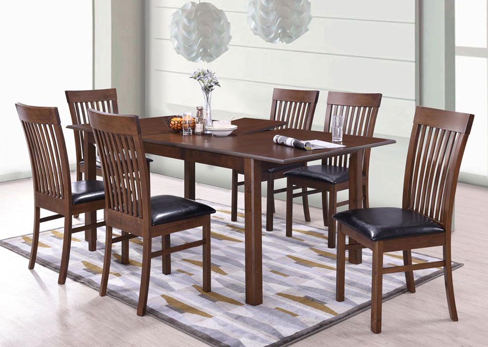 Melrose Walnut Finish Extendable Table Set,Melrose Butterfly Leaf Extendable Table Set