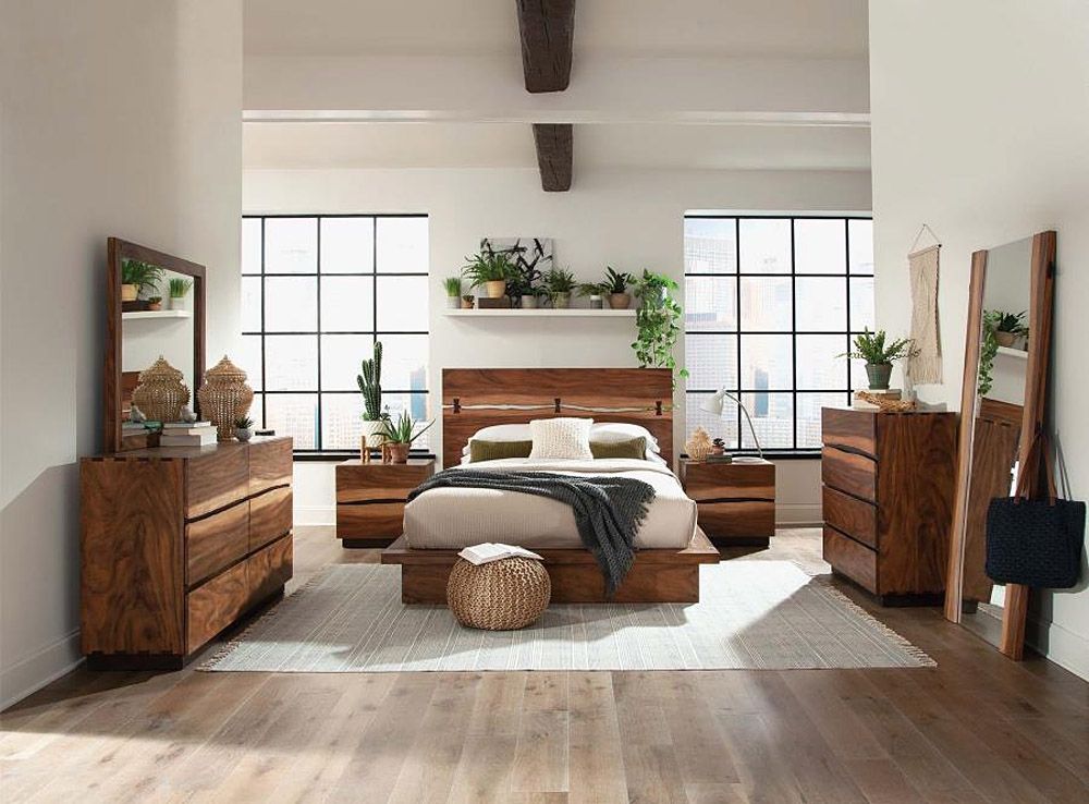 Menter Rustic Finish Platform Bed