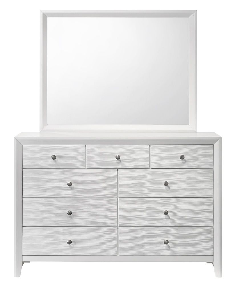 Merwin White Finish Dresser With Mirror