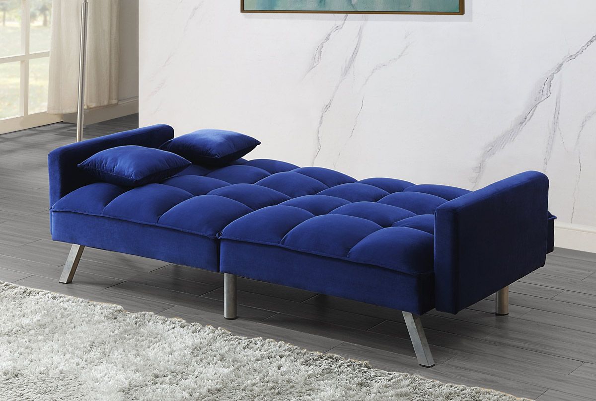 Methuen Blue Velvet Futon Bed