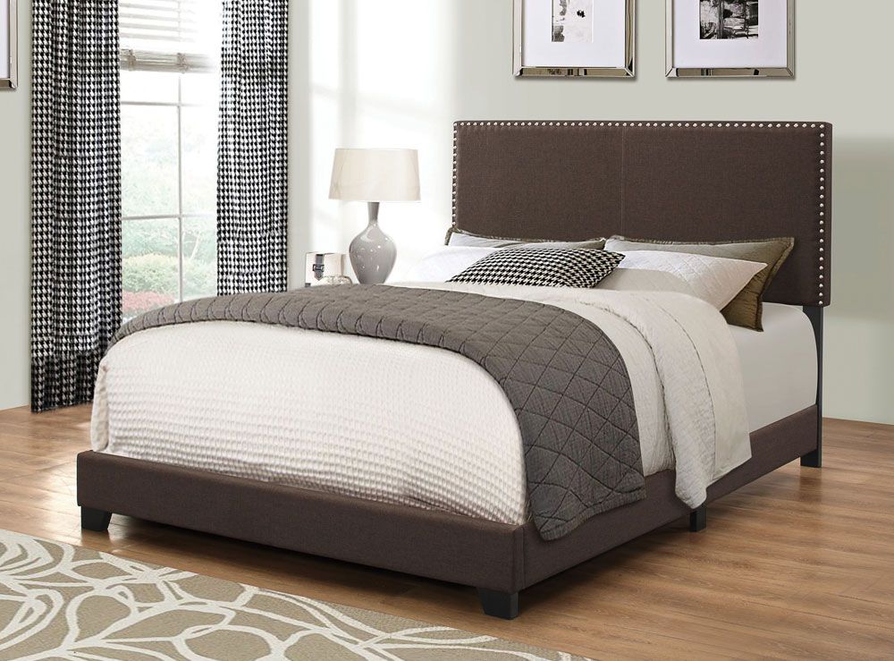 Meva Brown Fabric Upholstered Bed
