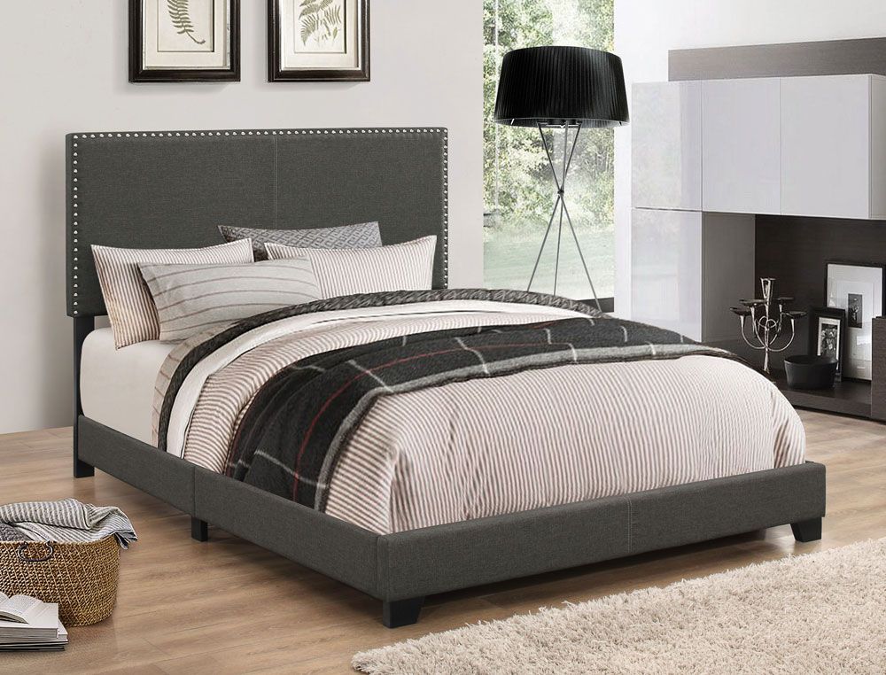 Meva Charcoal Fabric Upholstered Bed