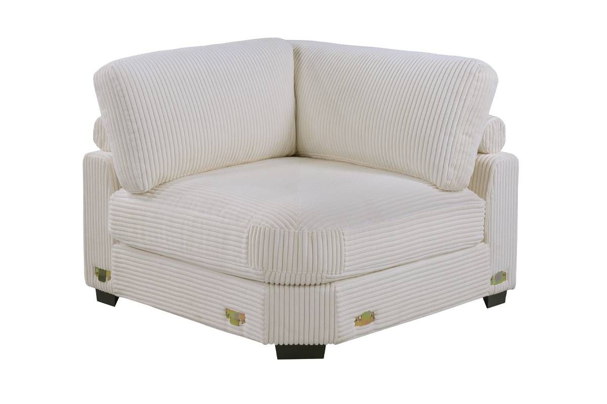 Micah Beige Corduroy Corner Chair