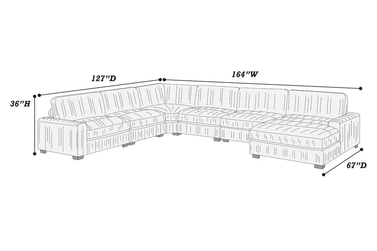 Micah Gray Corduroy Sectional Dimentions