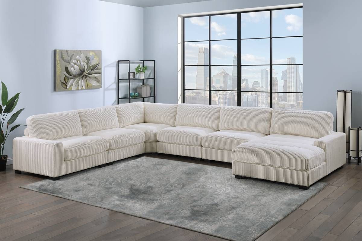 Micah U-Shape Modular Sectional Beige Corduroy