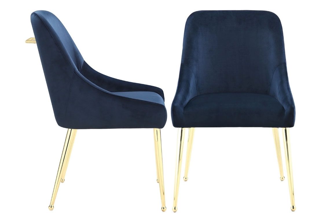 Beatrix Mid-Century Design Ink Blue Velvet Chair