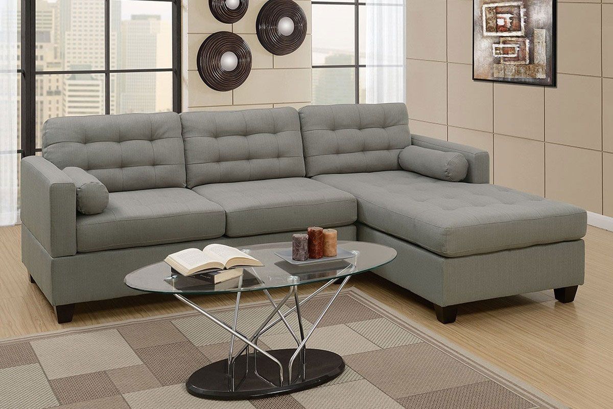 Miley Grey Linen L Shape Sofa