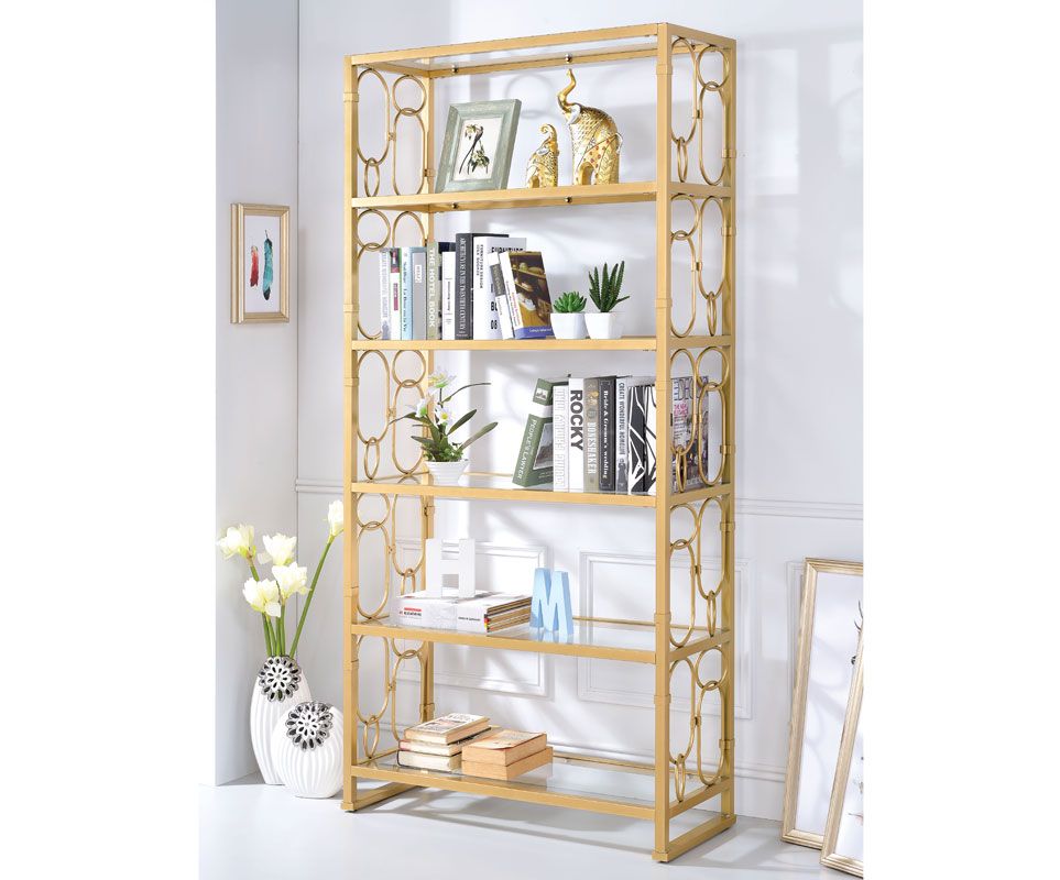 Milton Modern Bookshelf Gold Finish