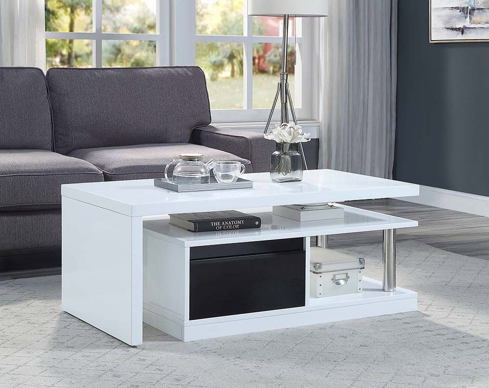 Mina White Lacquer Coffee Table