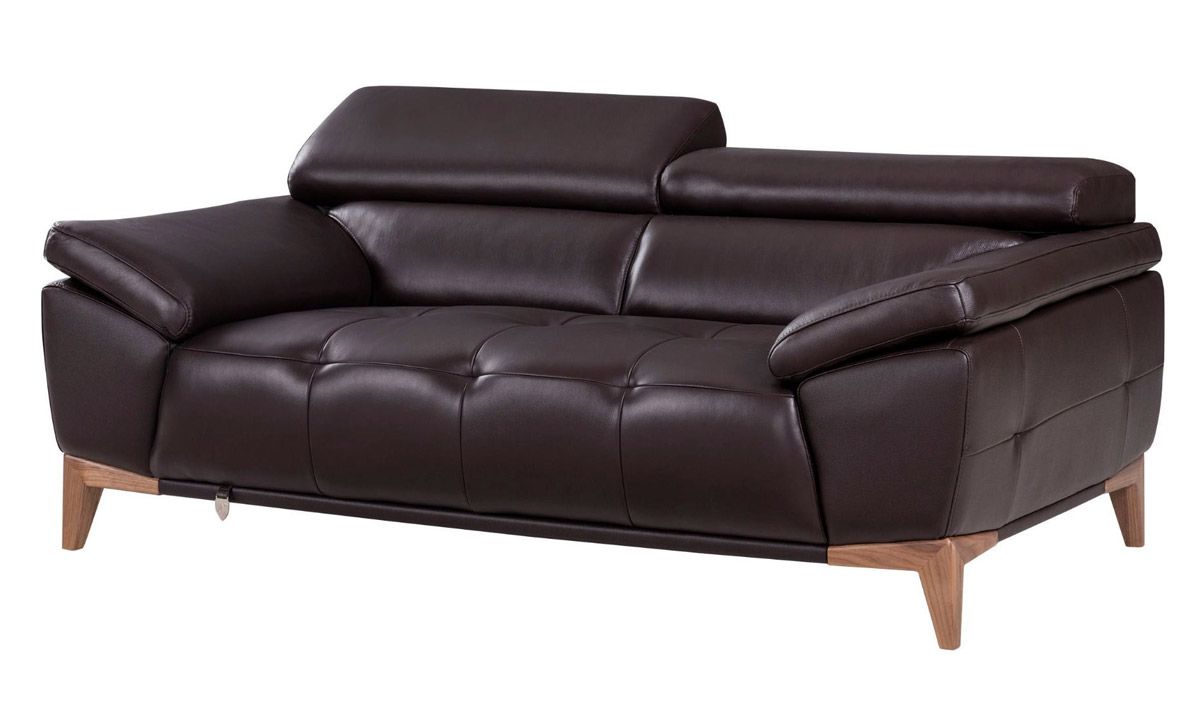 Mingbo Chocolate Leather Love Seat