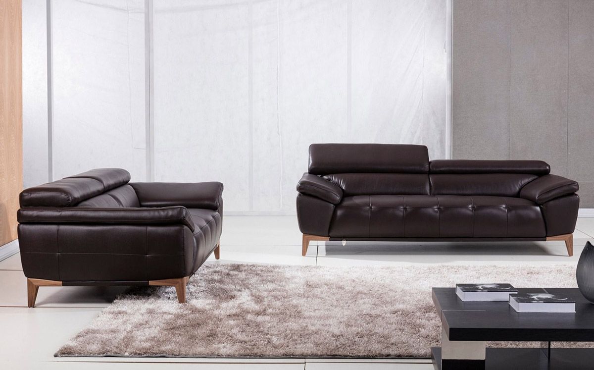 Mingbo Chocolate Italian Leather Sofa Set
