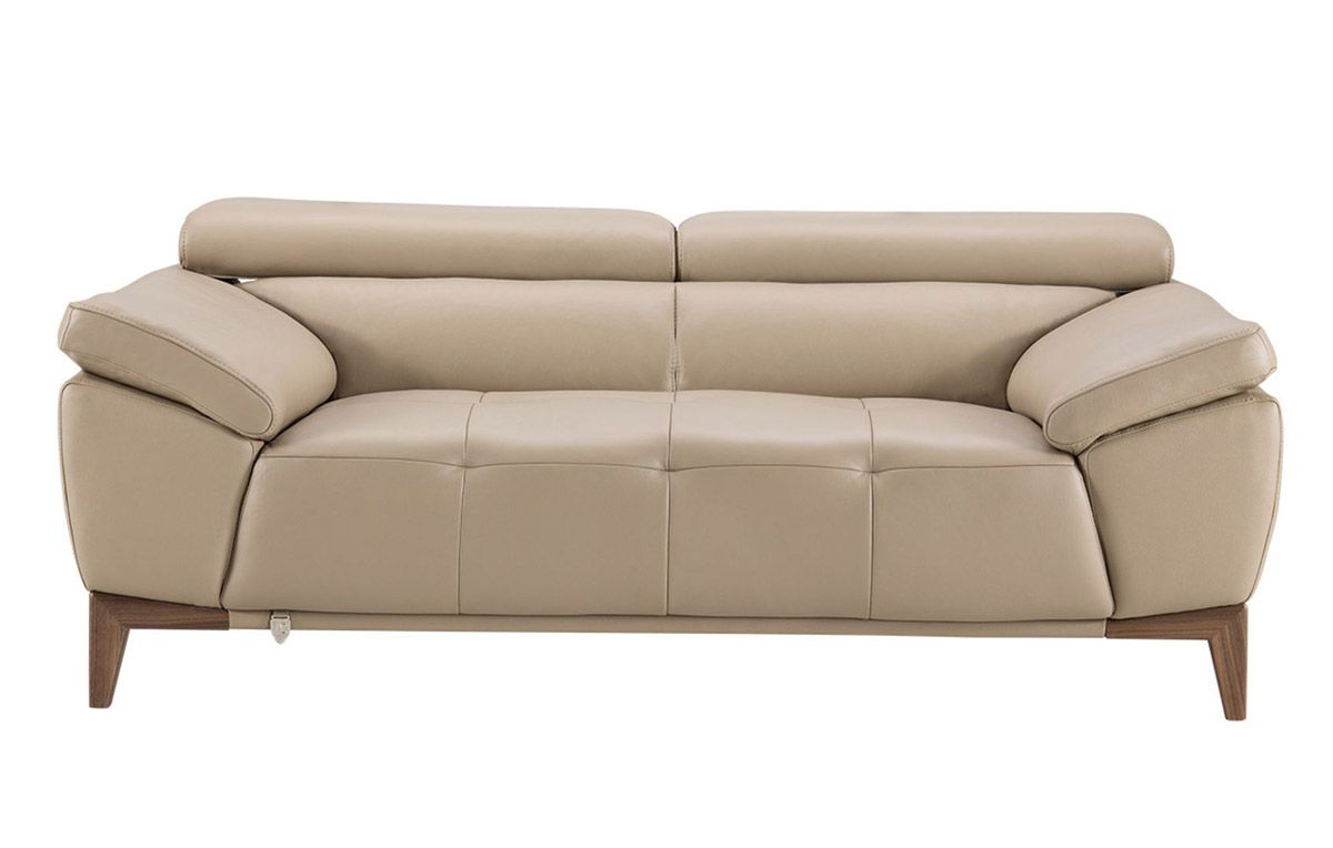 Mingbo Tan Italian Leather Loveseat