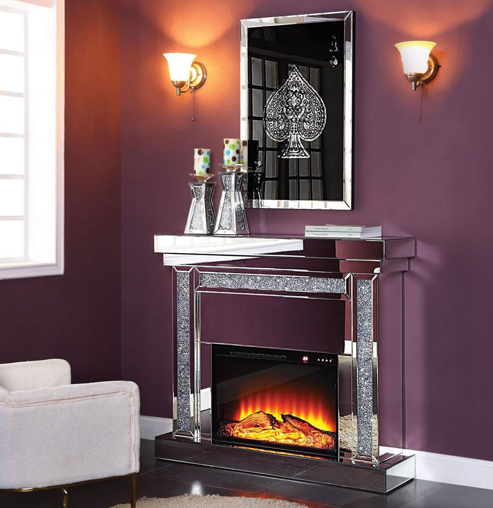 Noro Electric Mirrored Fireplace