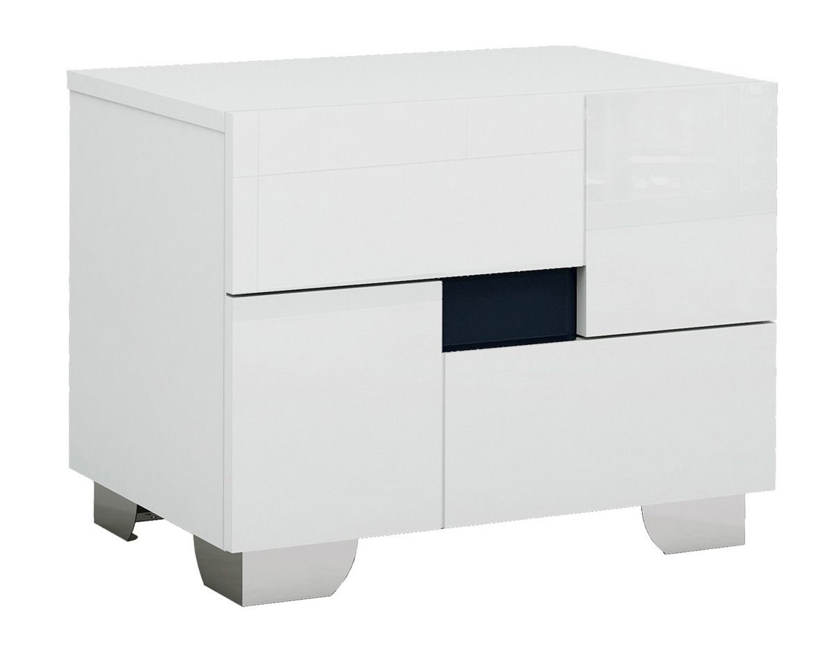 Misty White Lacquer Night Stand