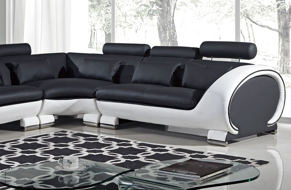 Skye Sectional Chaise,Skye Black and White Modern Sectional,Skye Sectional Sofa With Drop Down Table