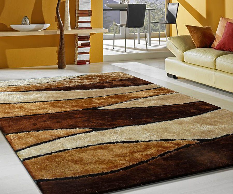 Modern Shag Area Rug 120 Brown