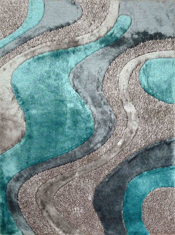 Modern Turquoise Shag Rug Design 29 Details