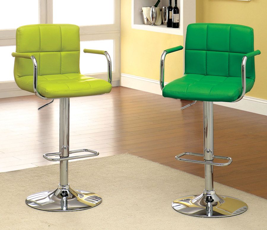 Lime green top bar stools