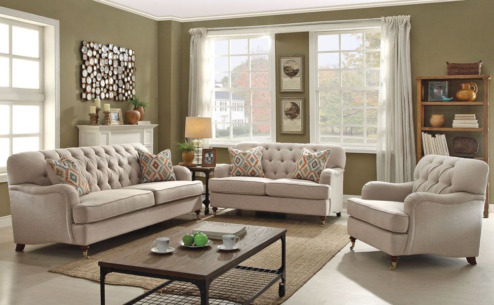 Monaco Linen Fabric Living Room Furniture