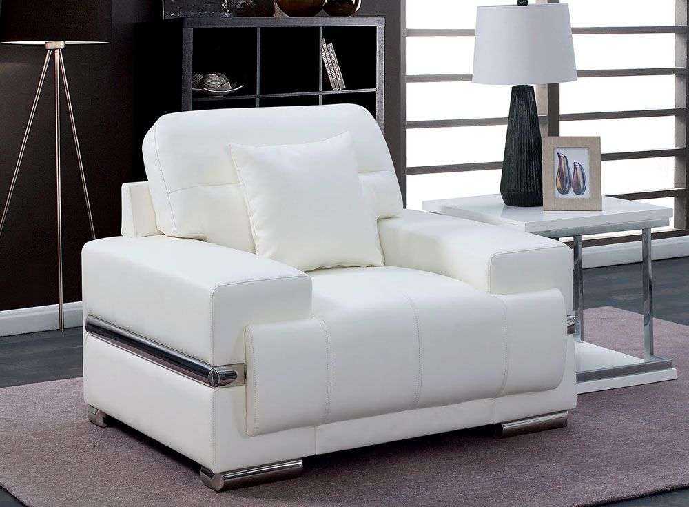 Monaco Modern White Leather Arm Chair