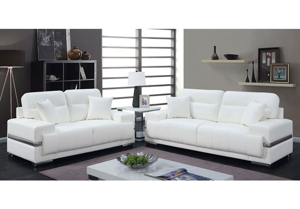 Monaco Modern White Leather Sofa