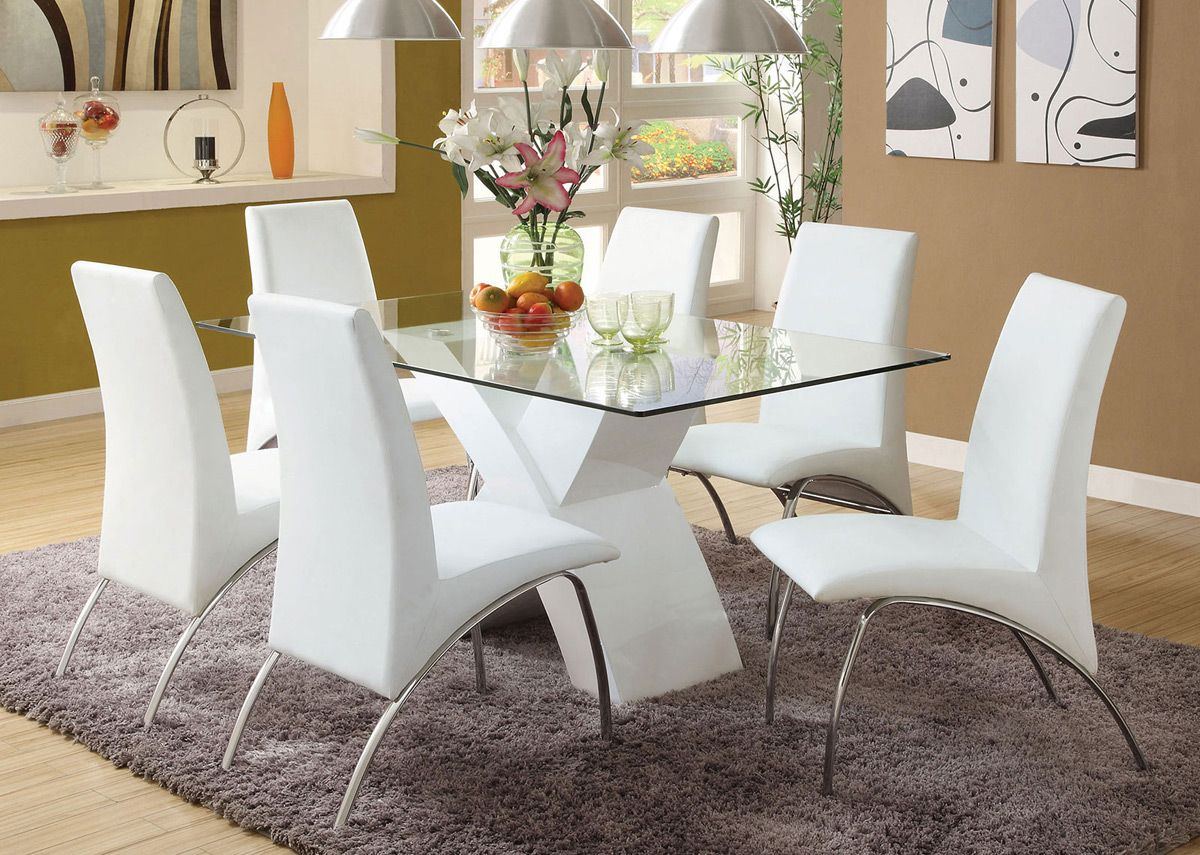 Monique White Modern Dining Table Set