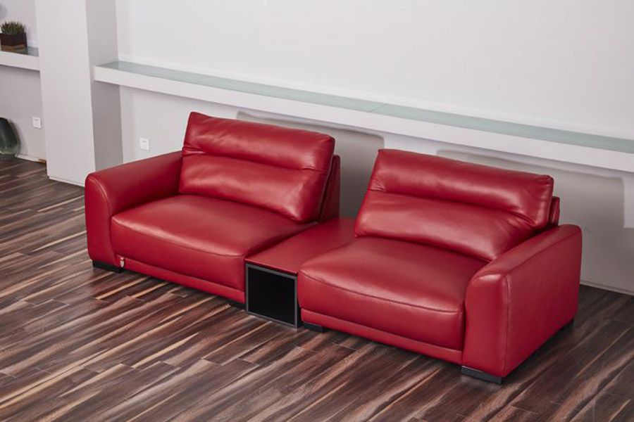 Morena Red Genuine Leather Oversized Sofa