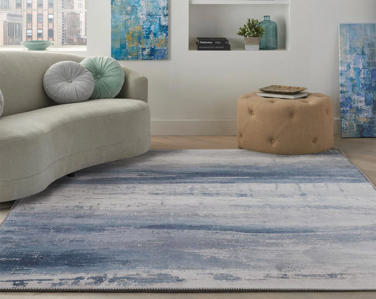 Morocco Blue Area Rug Setting