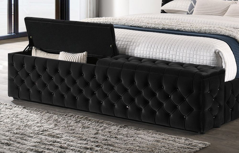 Munich Black Velvet Bed Storage