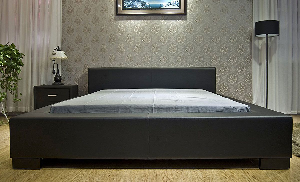 Myall Black Leather Platform Bed