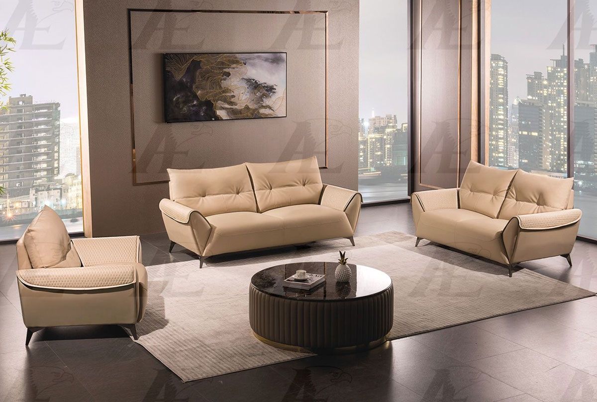 Gerson Modern Tan Leather Sofa